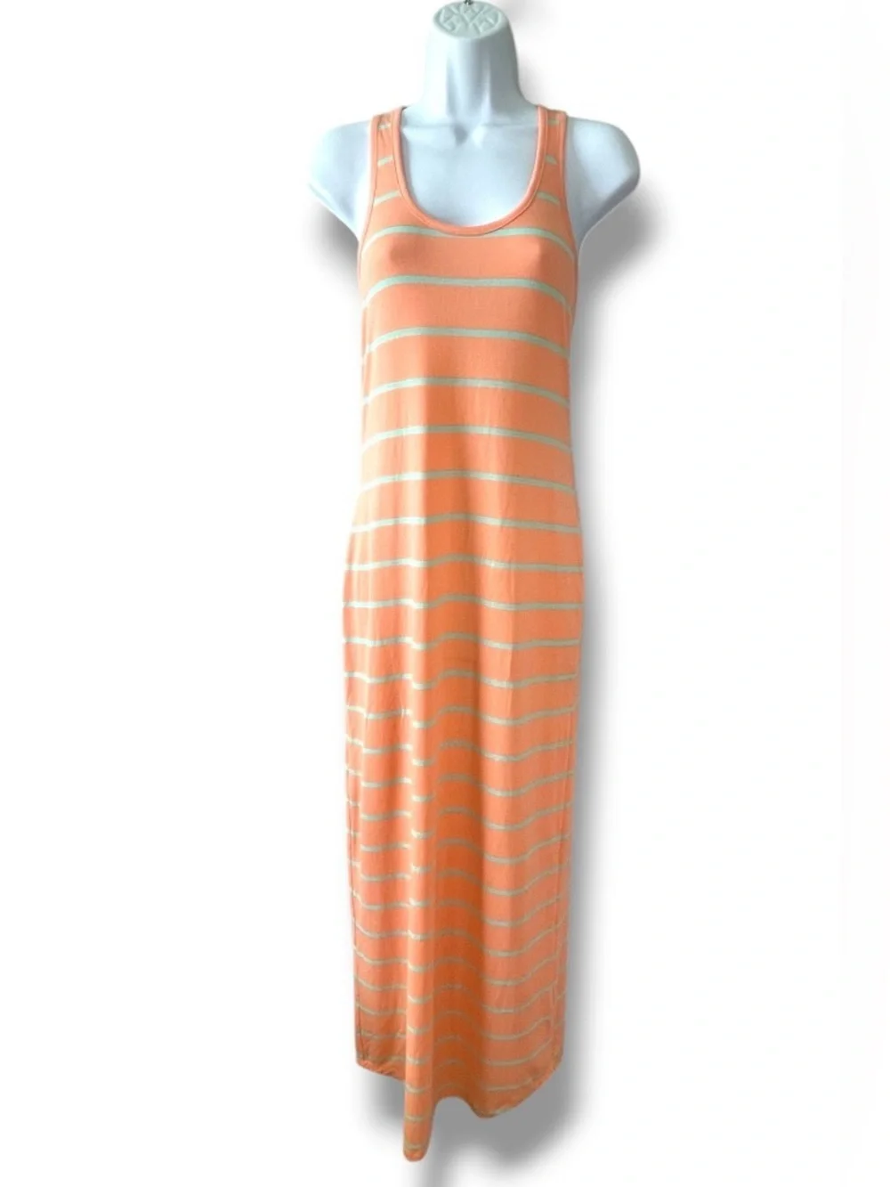 Kirra Striped Maxi Dress Coral Racerback Bodycon Stretch Casual Summer Dress